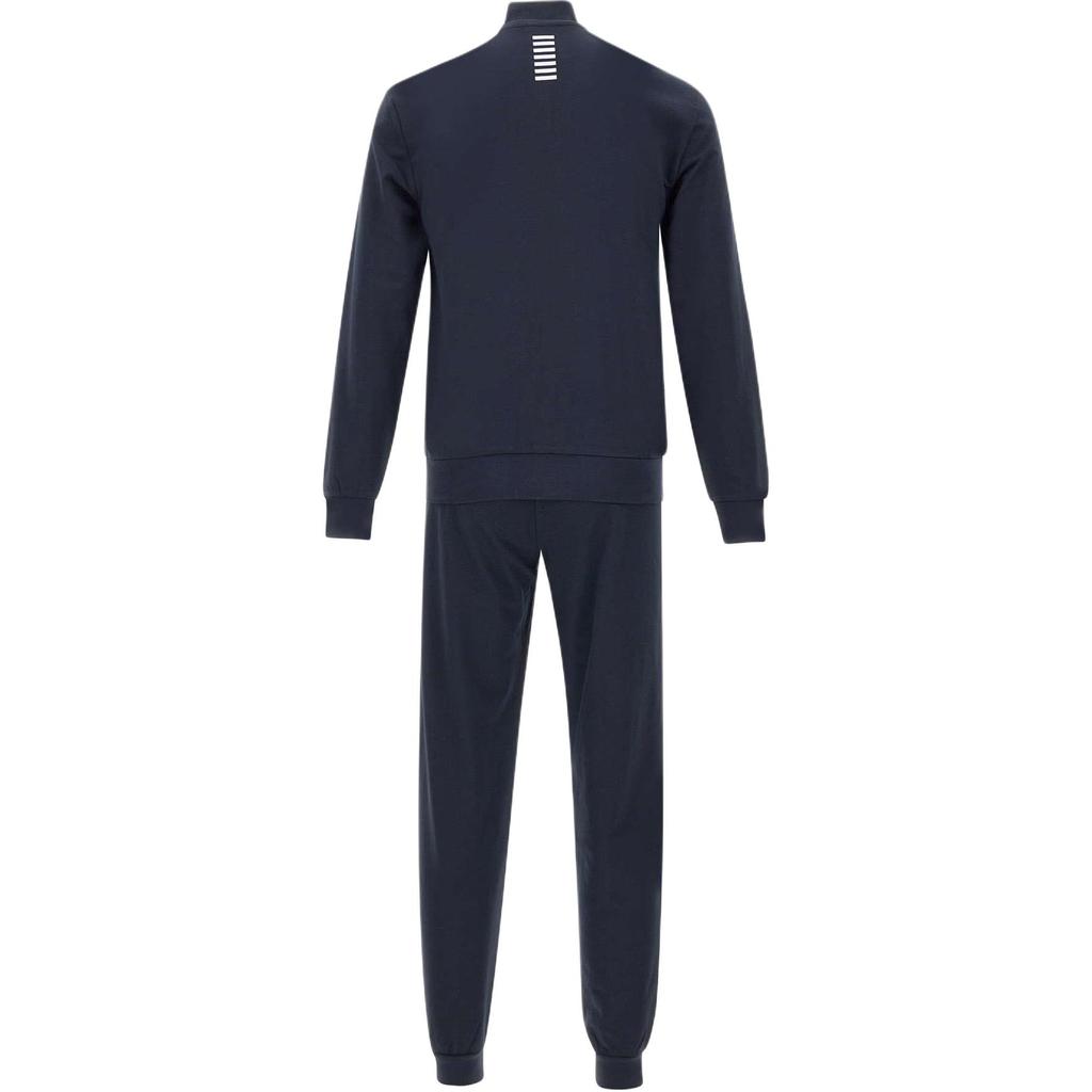 Emporio Armani Solid Color Logo Print Stand Collar Zip Long Sleeve Elastic High Waist Casual Sports Suit Men Suit Blue 8NPV60-PJVRZ-1562