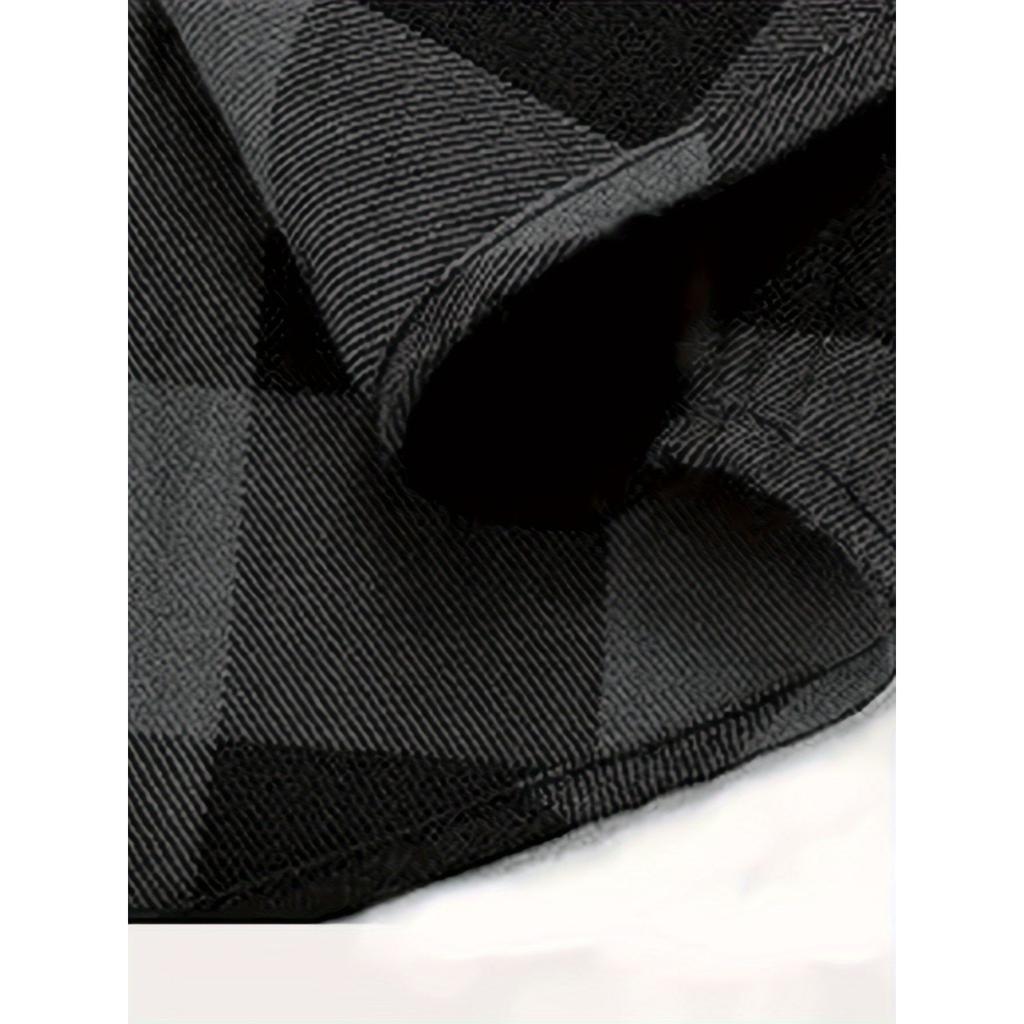 Męska codzienna i modna flanelowa koszula w kratę z długim rękawem, klapami i zapinana na guziki