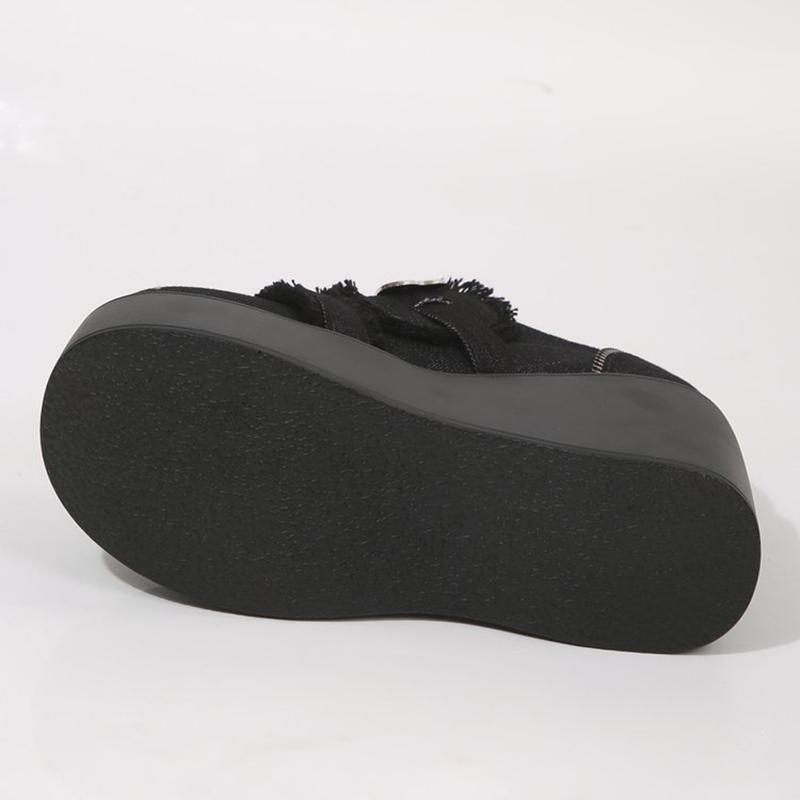 Klobige Plateaustiefeletten Damen Winter Y2K Dicke Sohle Denim Damen Schwarz Gothic Lolita Schuhe