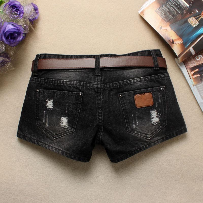 Summer Women'S Trendy Hole Denim Shorts Fashion Beggars Shorts Jean Low Waist Jeans Shorts Without Belt