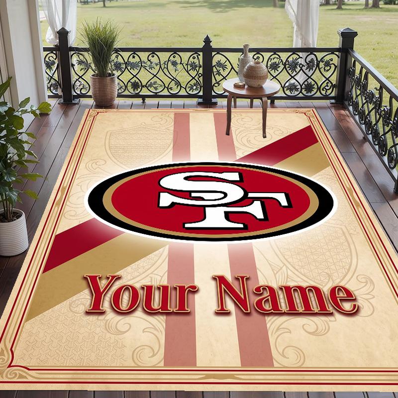 Custom Text Printed Rug San Francisco 49ers Non Slip Floor Carpet For Home Room Decor