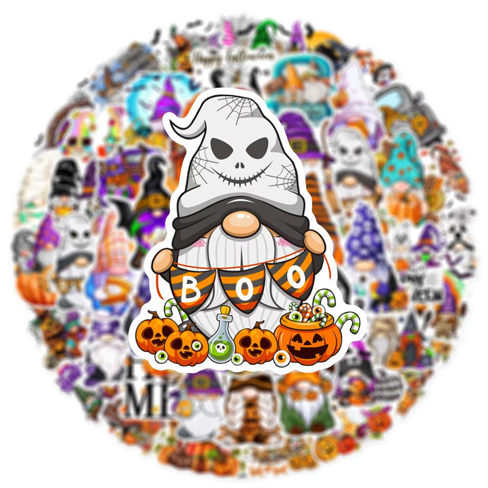 50 Uds. Pegatinas de Gnomo de Halloween, pegatinas de grafiti para equipaje DIY, portátil, monopatín, motocicleta, bicicleta