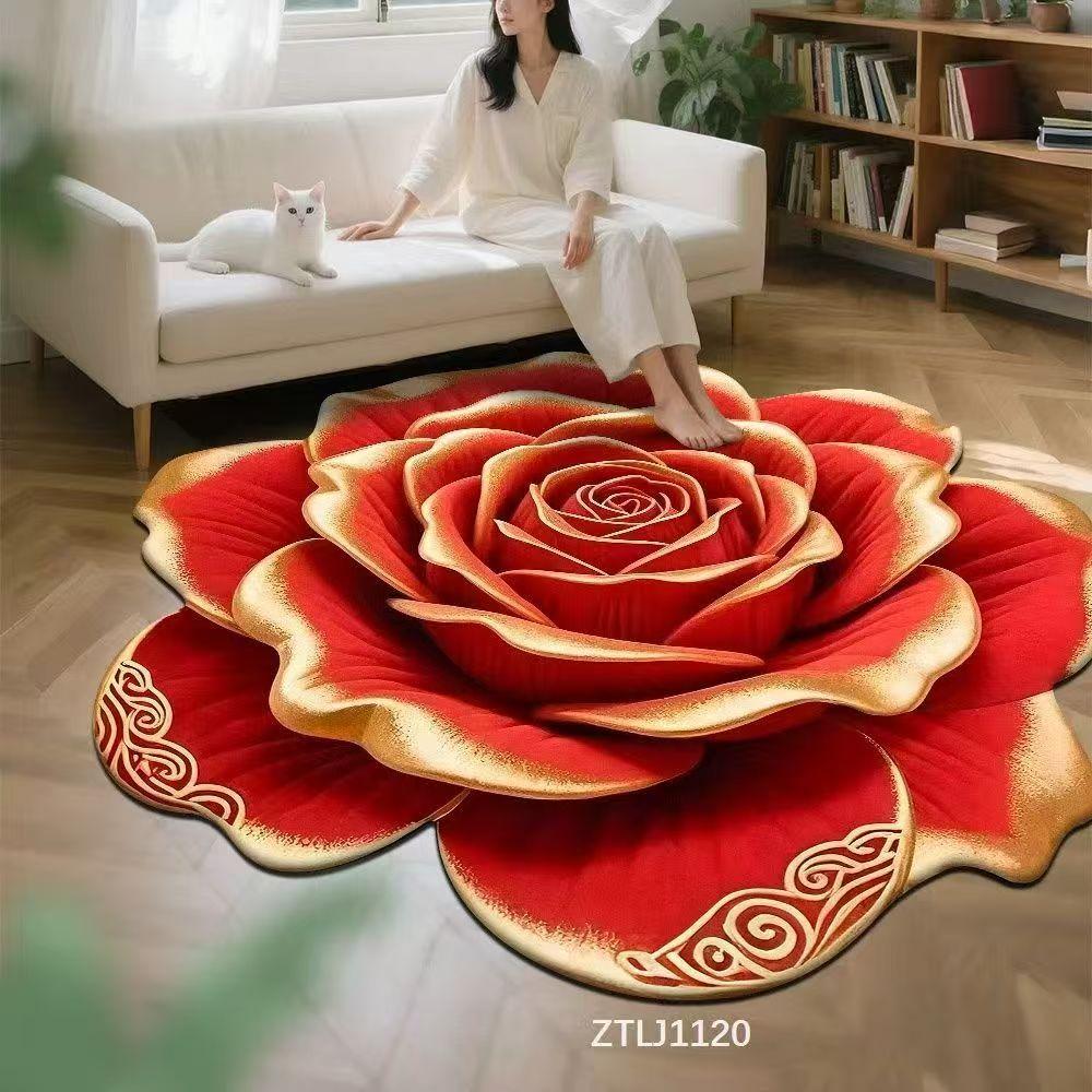 WTEMPO 3D Flower Carpet Bedroom Carpet Bathroom Floor Mat Anti Slip Floor Mat