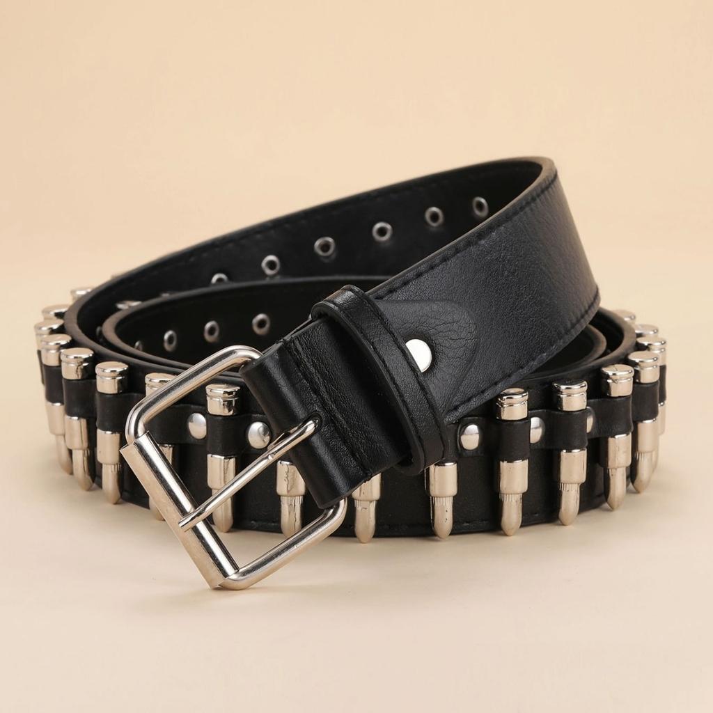 Bullet Belt Rivet Men'S Punk Style Belt Personality Decorative Belt Camouflage Outdoor Belt