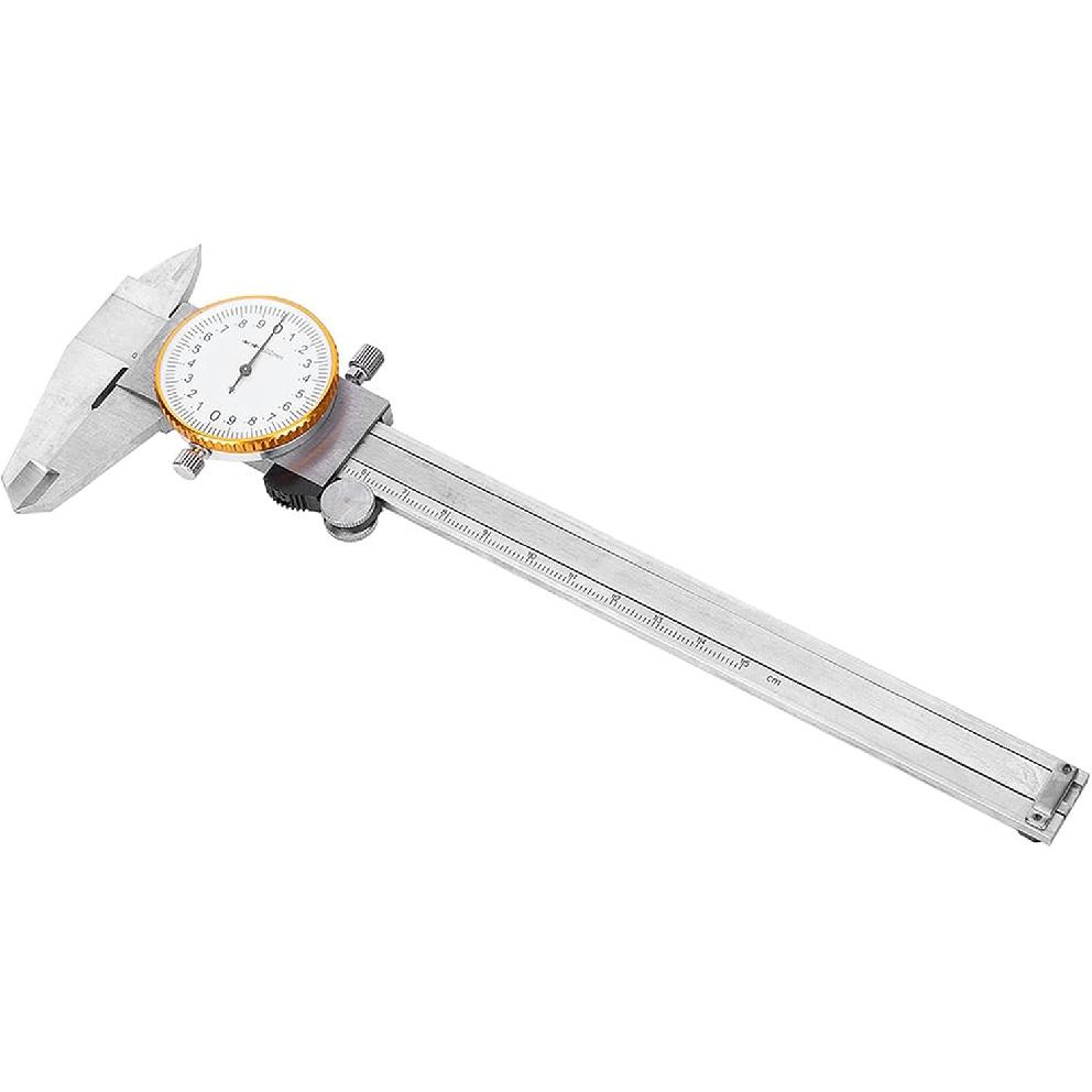 Dial Indicator Caliper 0-6"/150mm Metric Standard mm, Stainless Steel Dial Caliper, Shockproof Measuring Micrometer, Head Lockable 0.02mm Accuracy