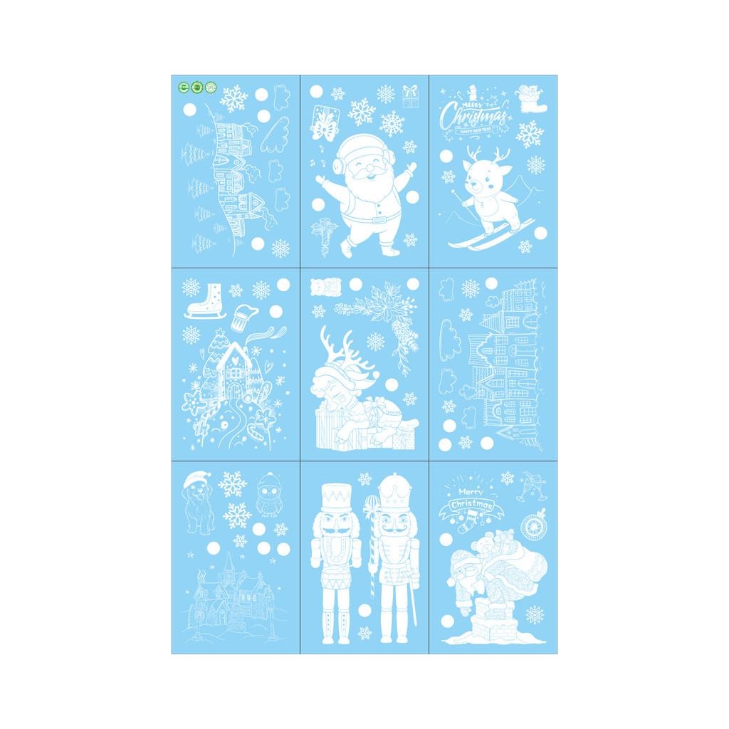 Pvc Window Holiday Sticker With Snowflakes Santa Snowmen For Christmas Decor