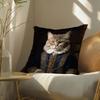 Quirky Elegant And Luxurious Crown Cat Pillow Case Pattern Printed Pillowcase For Living Room Sofa Cushion Cover & Bedroom Decor