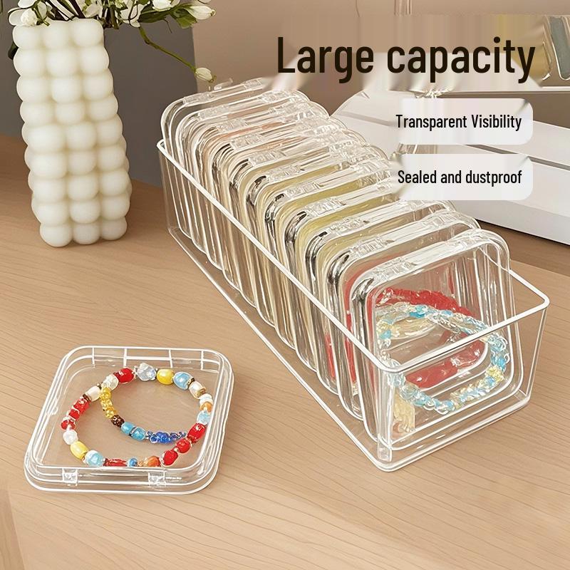 Portable Scratch-Resistant Striped Jewelry Box: Transparent, Sealed, Anti-Oxidation Storage for Wenwan Hand String & Necklace