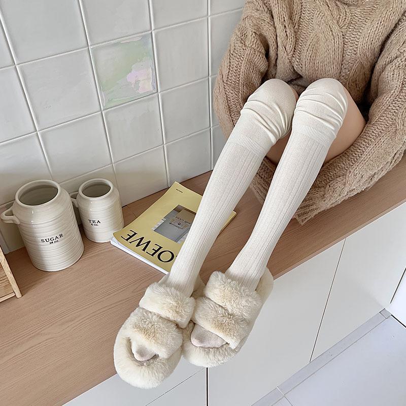 Knee Socks Women Wear Black Vertical Strip Thin Stockings In Autumn And Winter Ins Japanese College Style Solid Color Versatile Jk Socks