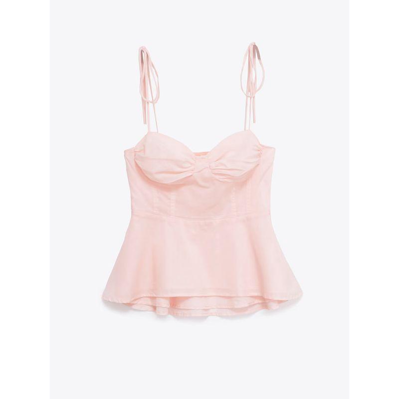 Za New Fall Women's Clothing 2025 Fashion Wind Fashion Pure Color Tight Corset Strap Short Top 8155920