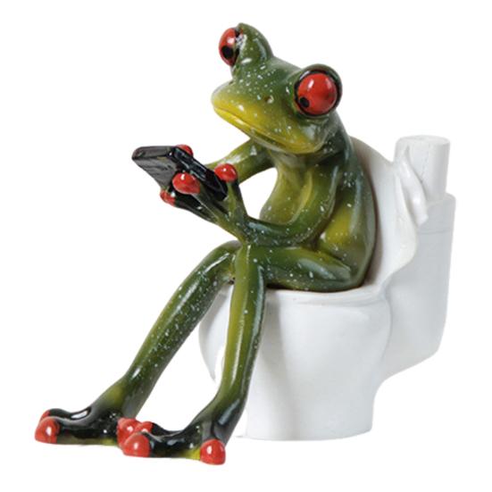 Garden Frog Statue Waiter Flower Bouquet Toilet Frog Figurine Sculpture Indoor Outdoor Home Office Desktop Decoration Ornament