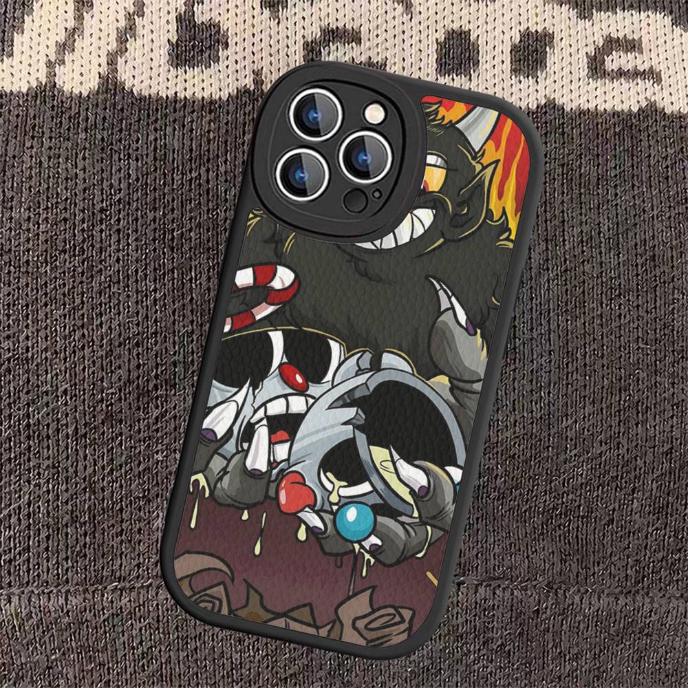 

Classic Game Anime C-CupheadS Phone Case For iPhone 16 15 14 13 12 11 Pro Max Plus 16E Soft Leather Cover iPhone 15 plus
