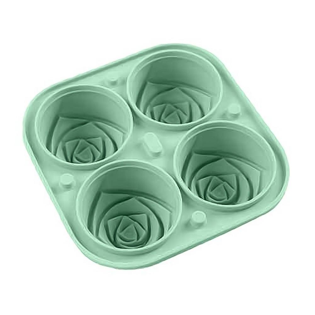 

3D Rose Ice Molds Large Ice Cube Trays Make 4 Giant Cute Flower Shape зелёный