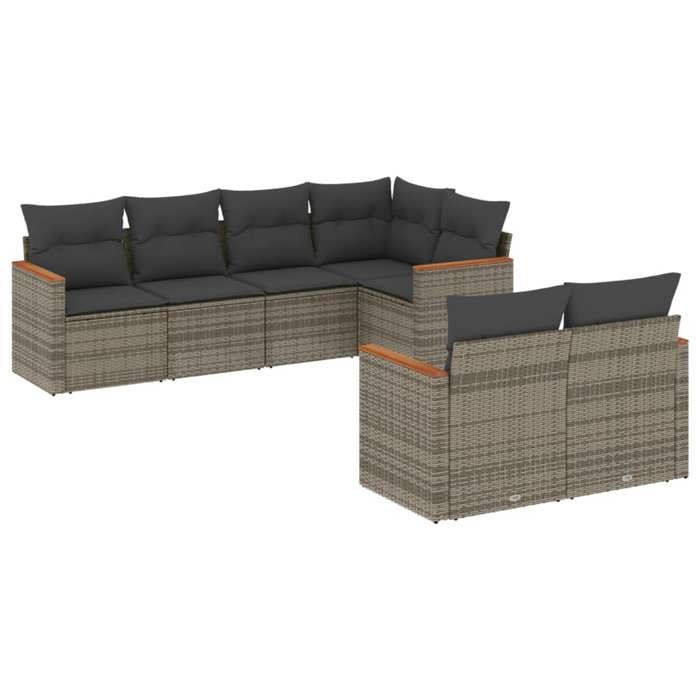 VidaXL Salon de Jardin avec Coussins 7 pcs, Canapés de Terrasse, Ensemble de Meubles de Patio, Mobilier d'Extérieur, Gris 3226144