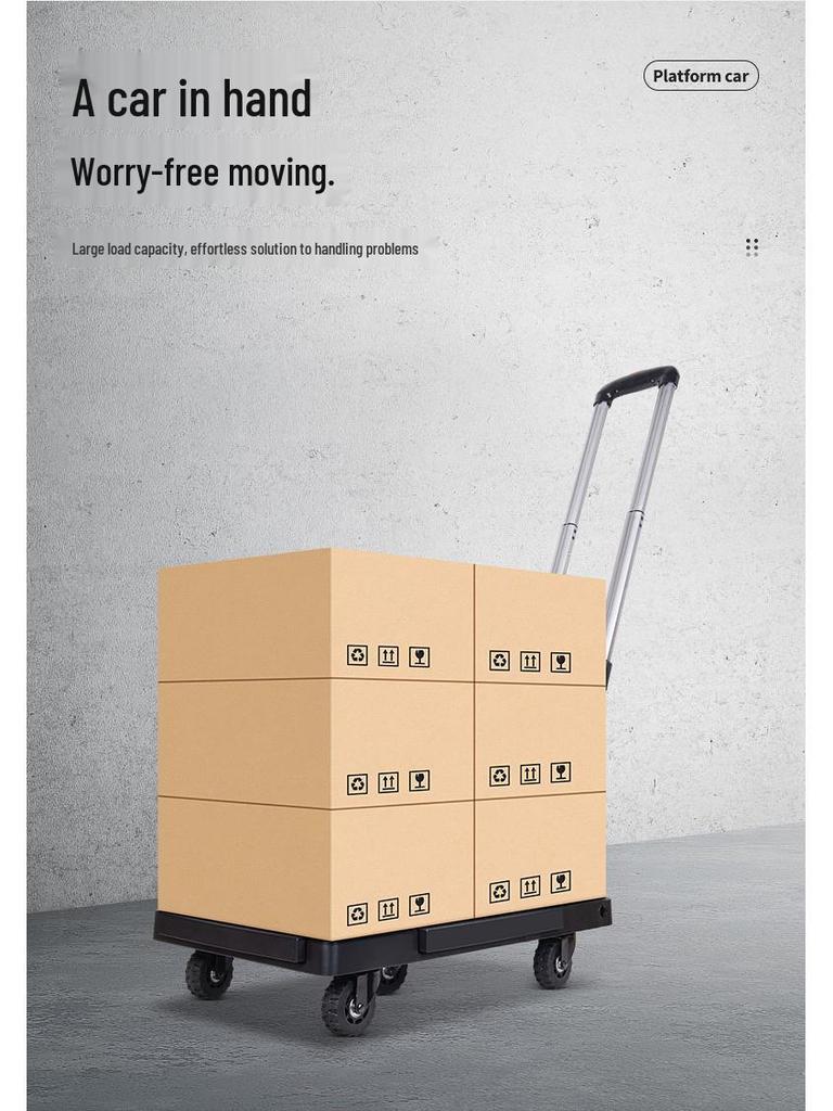 Aluminum Ultralight Foldable Trolley with Telescopic Design and Universal Wheels