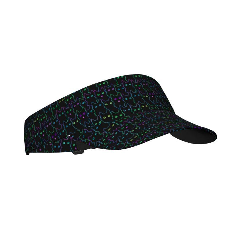 

Black Neon Cat Print Sports Sun Visor Hats Women Men Adjustable Lightweight Empty Top Visor Hat for Beach Golf Tennis Running чёрный