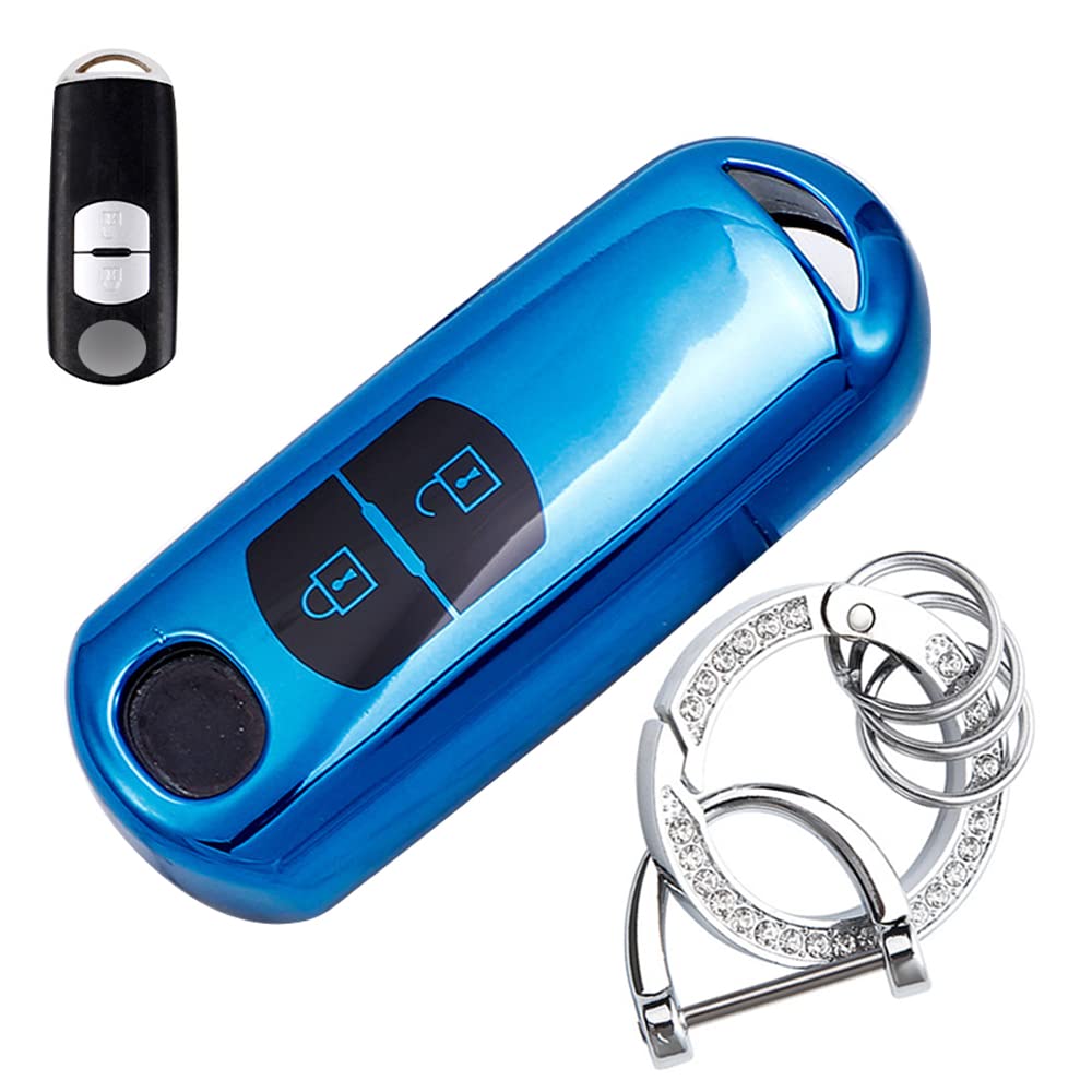 

LETINGFAR Чехол для ключа для Mazda, Чехол для смарт-ключа, Крышка для ключа, ТПУ 2 кнопки, Специально MAZDA3-PU-JN-ZK-2J-10 синий