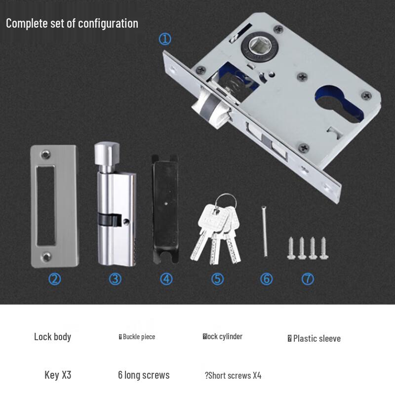 He Si Di Ge Stainless Steel Bedroom Door Handle Lock Small 50 Lock F Type (1 Set)