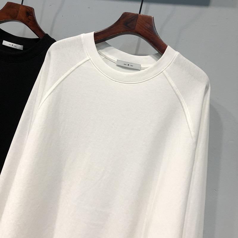 Pure Cotton Long-sleeved T-shirt Women's New Early Autumn Loose Solid Color Slit Bottoming Shirt Top