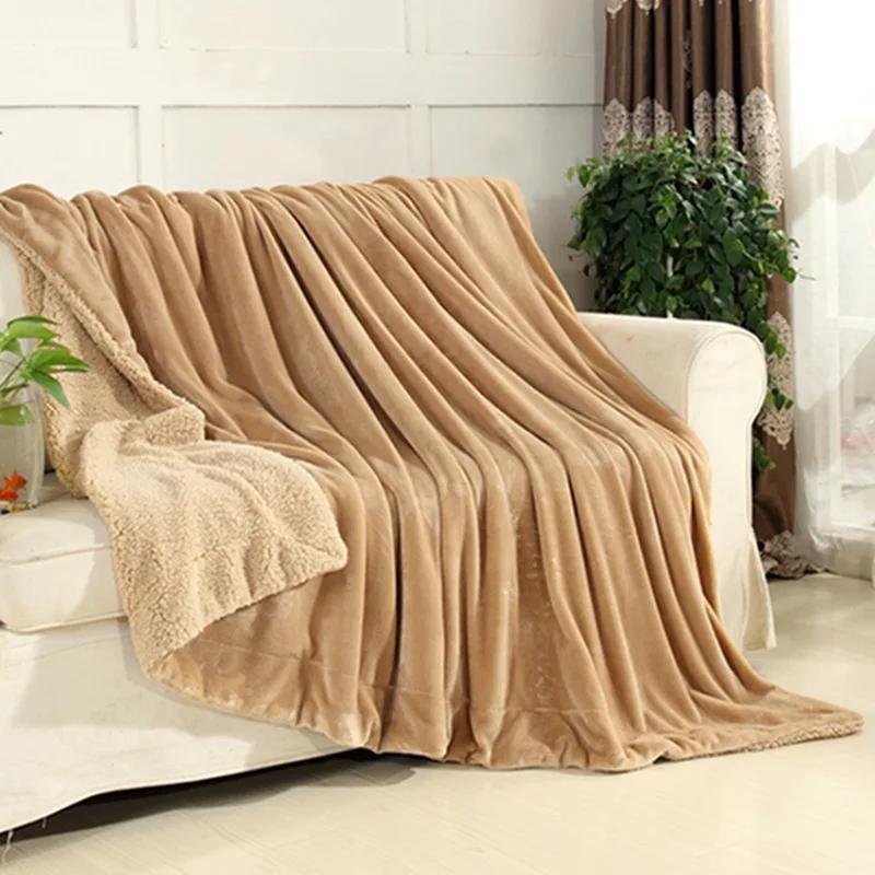 Wool Throw Blanket Keep Warm Winter Bed Blankets Double Sided Queen Duvet Cover Camping Double Bed Cover Bedspread On The Bed
