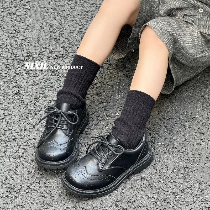 Autumn New Children's Preppy Leather Shoes Leather British Style Children's Shoes for Boys and Girls Students Performance Shoes