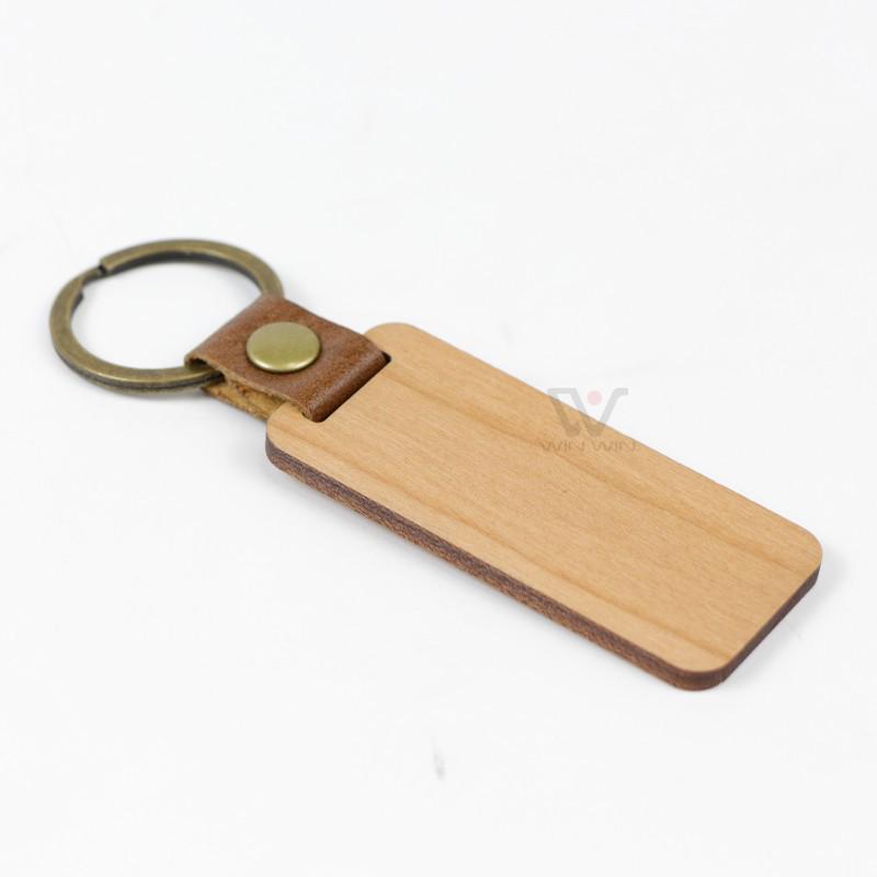 Rectangle Wooden Keychain Pendant - Business Gift in OPP Packaging