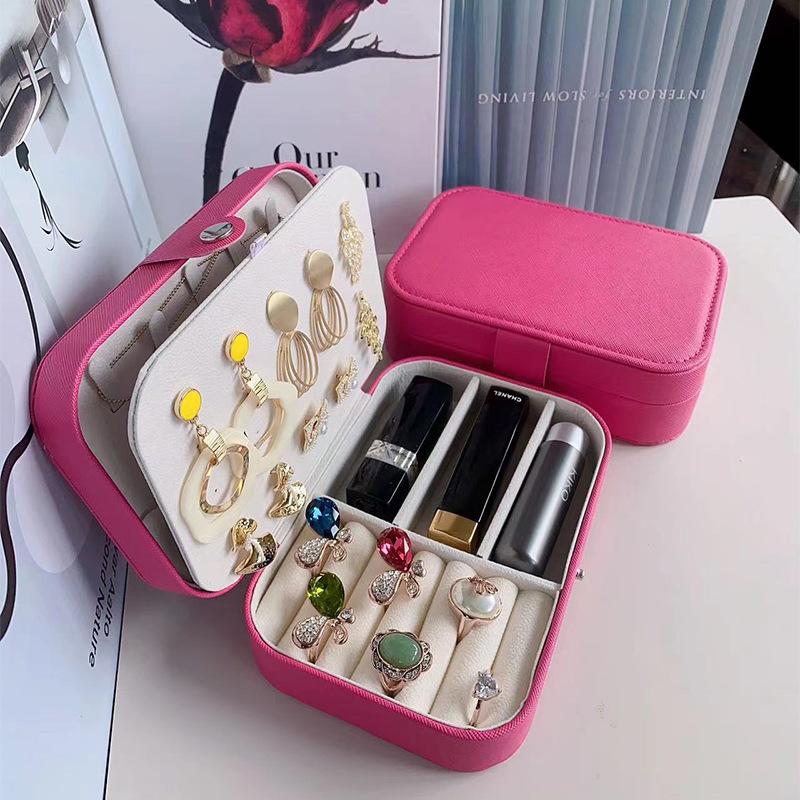 Portable Jewelry Storage Box Travel Organizer Jewelry Case Leather Storage Earrings Necklace Ring Jewelry Organizer Display