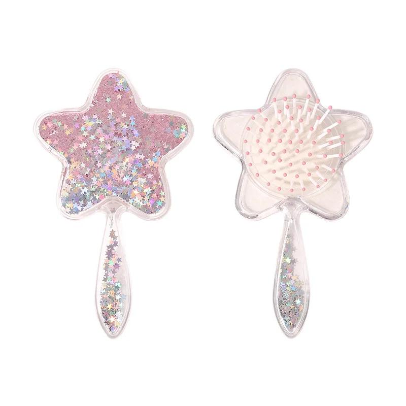 1 Piece Glitter Sequins Kids Brushes Cute Heart Style Air Cushion Comb Children's Shiny Quicksand Cute Fashion Brushes Combs