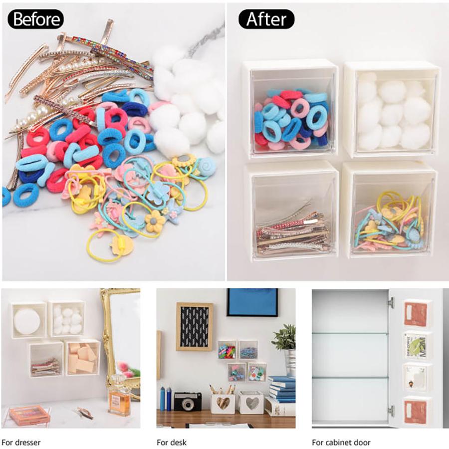2/4pcs Cotton Pad Holder and Dispenser, Wall-Mounted Cotton Ball Organizer Storage Box, Round Jars Containers for Cotton Balls