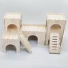 Wooden Multi-Room Hamster House with Bridge, Platform, and Ladder for Hedgehogs and Small Animals