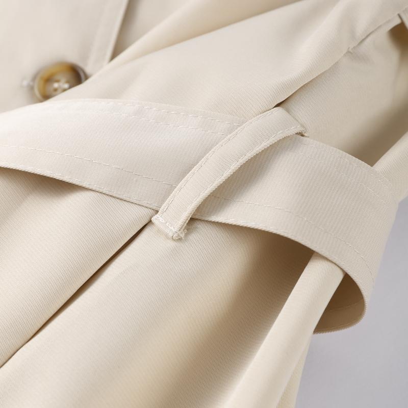 Stand Up Collar Lace-up Short Trench Coat Women's Long Sleeve Double Breasted Thin Slim Jacket Commuter Windbreaker 2025 Autumn Coatwear