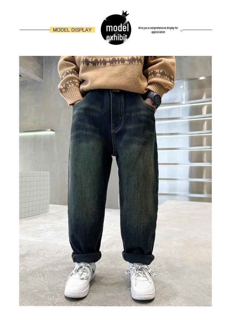 Boys' Loose Fit Jeans - Autumn/Winter 2025 Collection, Casual Medium & Large Sizes