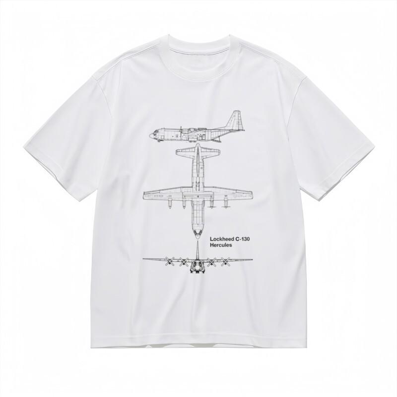 

Men s Comfortable Classic T-Shirt Technical Cargo Plane Blueprint Graphic Tee M