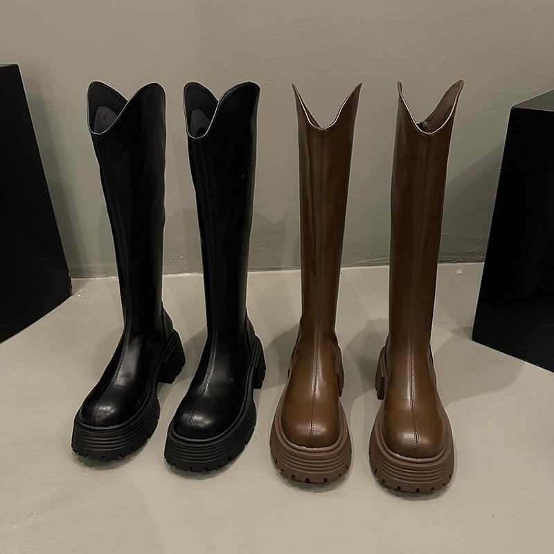 Black Petite Women's Thick-soled High-heeled Long Boots Over-the-knee Knight Boots Autumn/winter