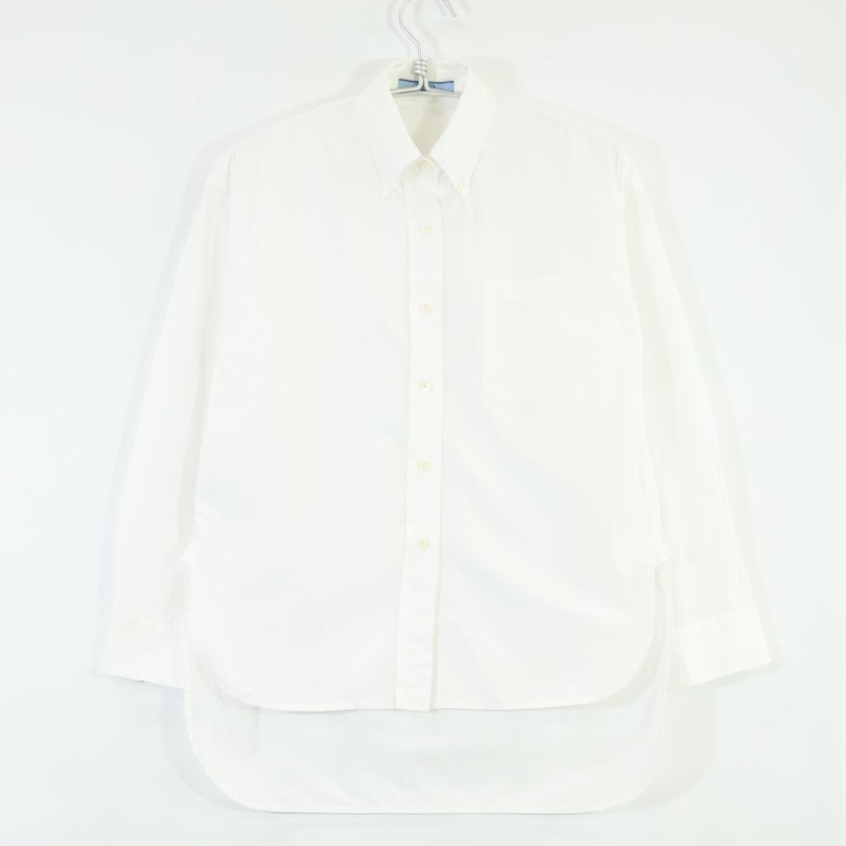 

PRADA P421E S201 White Cotton Triangle Logo Back Long Oxford Button-Down Shirt tops 36 whiteUsed