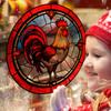 4 Sheets Round Anti-Collision Window Clings,Birds Alert Collision Window Decals Rooster Pattern Static Deterrent Decal Prevent Bird Strikes on Doors