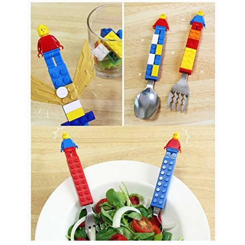 Stylish Oxford Block Figure Training Chopsticks, Spoon, Fork, and Case Set for Right-Handed Kids and Children (Red)