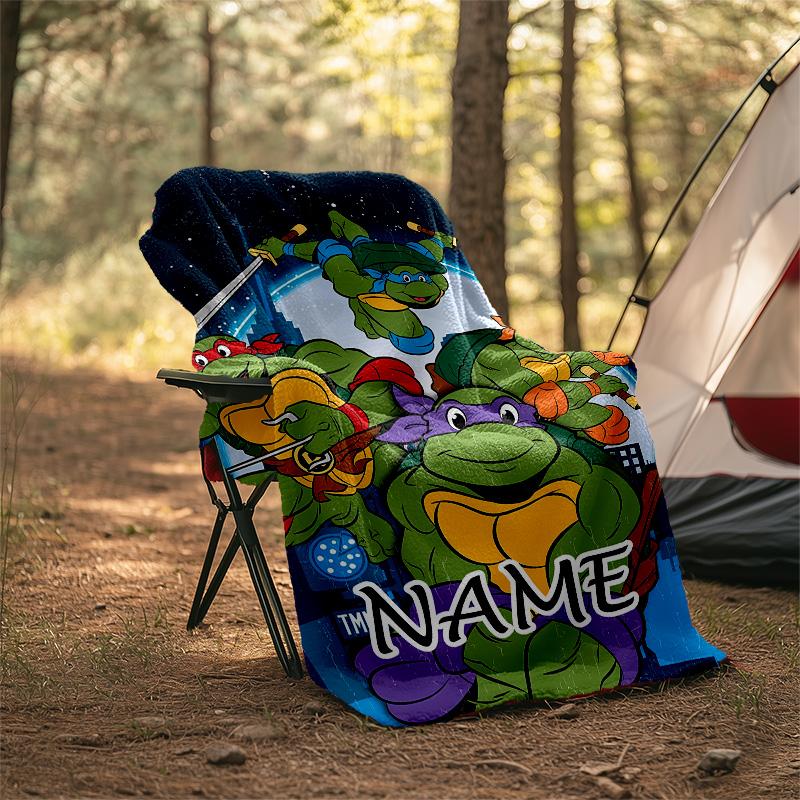 Customizable TMNT Throw Blanket – Personalized Name, All-Season Cozy Snug Blanket, Machine Washable, Personalized Blanket