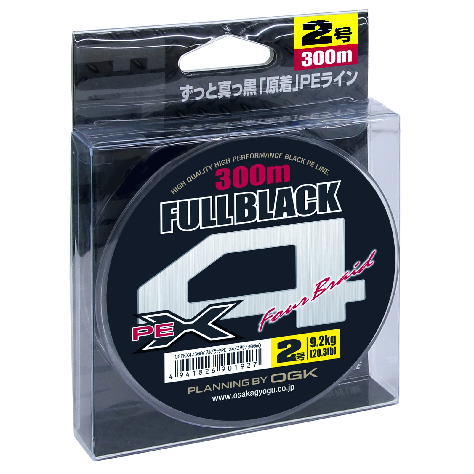 

Osaka Fishing Gear Full Black PE X4 OGFKX42300 Fishing Line color PE line braided with dyed yarn to prevent (OGK) No. 2/300M [Black fading]