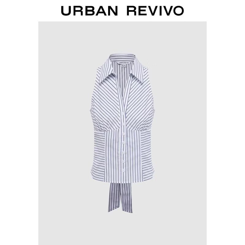 Women s Striped Sleeveless Tie-Waist Shirt M