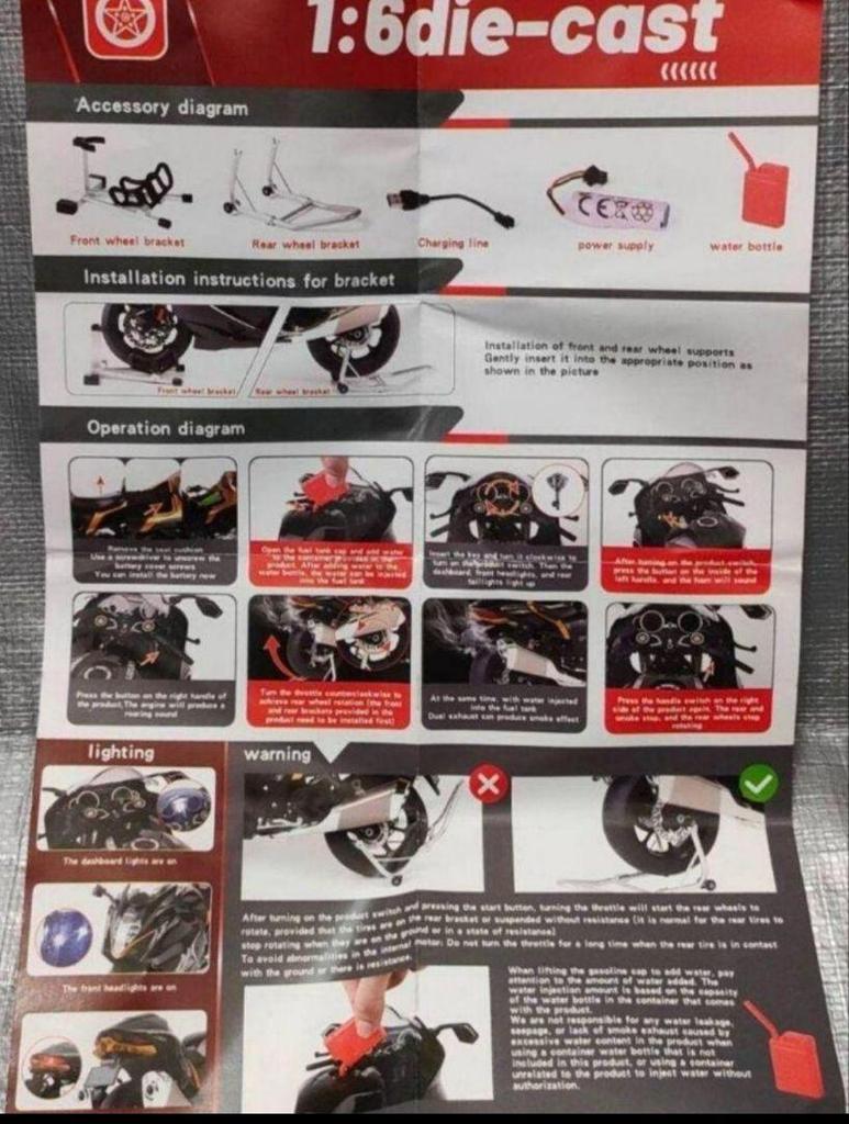 [USED] 1/6 Scale Complete Motorcycle (One of Each) Black/White