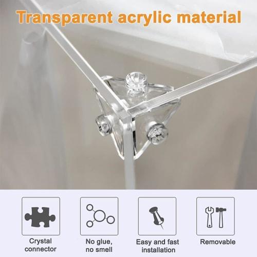 MOROBOR Acrylic 3-Hole Right-Angle Joint Brace Bracket and L-Shaped Corner Bracket with Screws, Mini Adhesive Pineapple Handle Acrylic Hinge Buckle Lo