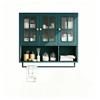 Bathroom Wall Cabinet, 3-Door, Open and Hidden Storage, Glass Door, Towel Bar, for Entryway Living Room Bathroom Dining Room, Dark Green
