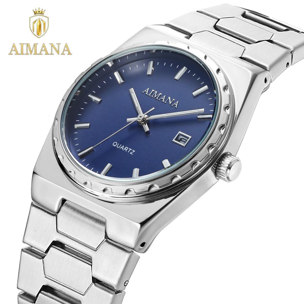 Classic Men Quartz Watch Calendar Display Stainless Steel Band Waterproof Luminous Business Male Wrist Watch