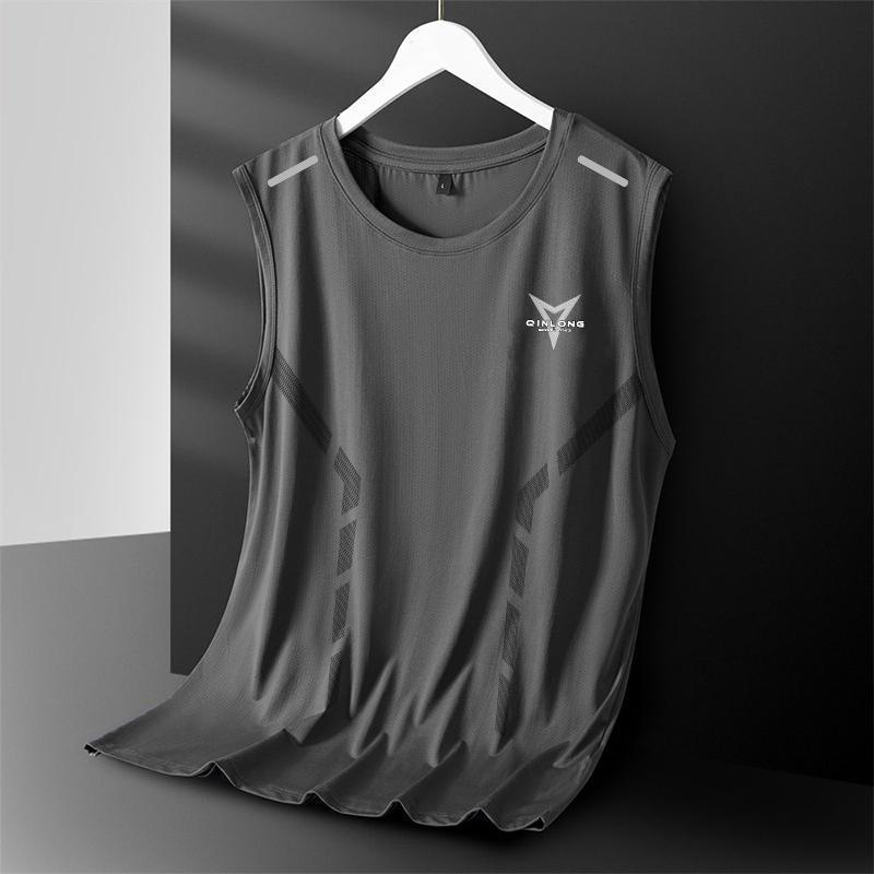 Men's Quick-Dry Ice Silk Sleeveless Mesh Vest - Large, Loose Fit for Summer Sports