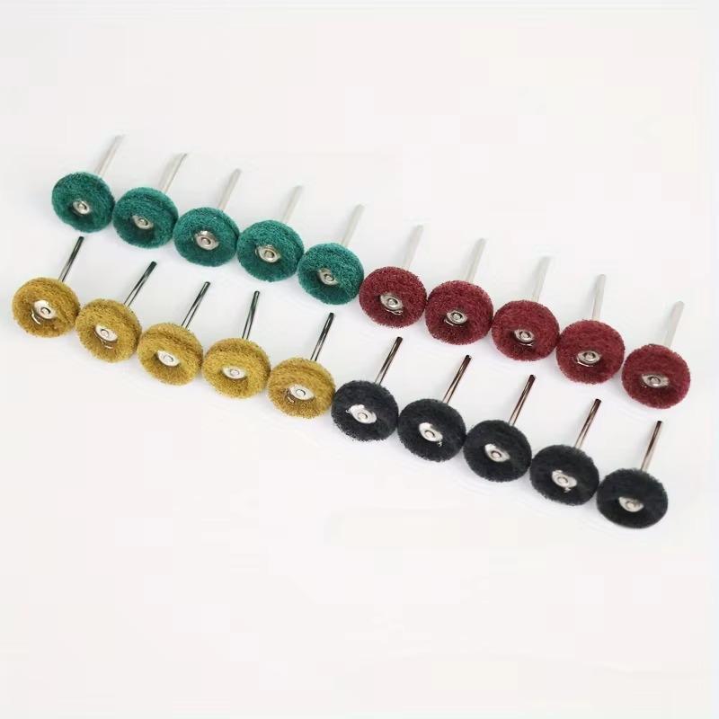 20pcs Mini Drill Abrasive Brush Nylon Buffing Polishing Wheel with 2.35mm Shank Grinding Sanding Head for Dremel Rotary Tool