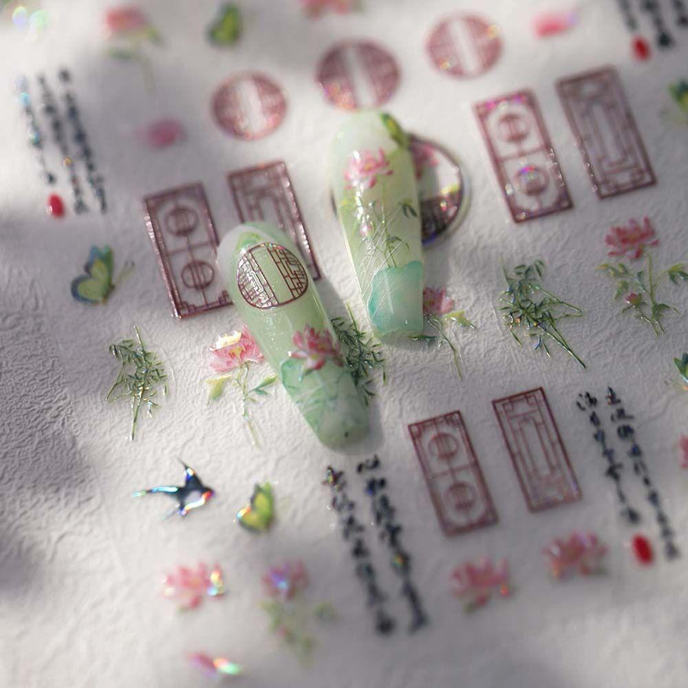 Blumen Chinesische Nagelaufkleber Cheongsam Zubehör Chinesische Nageldekorationen Geschenke