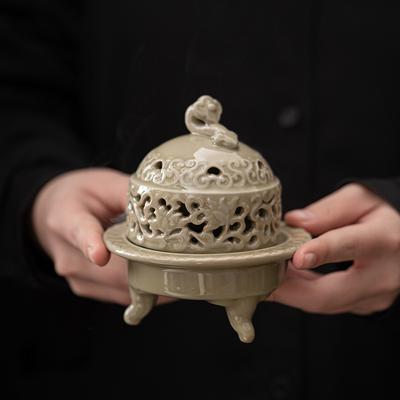 Celadon Three Legged Plate Incense Burner Creative Aromatherapy Stove Tea Table Ceramic Decoration Agarwood Sandalwood Furnace