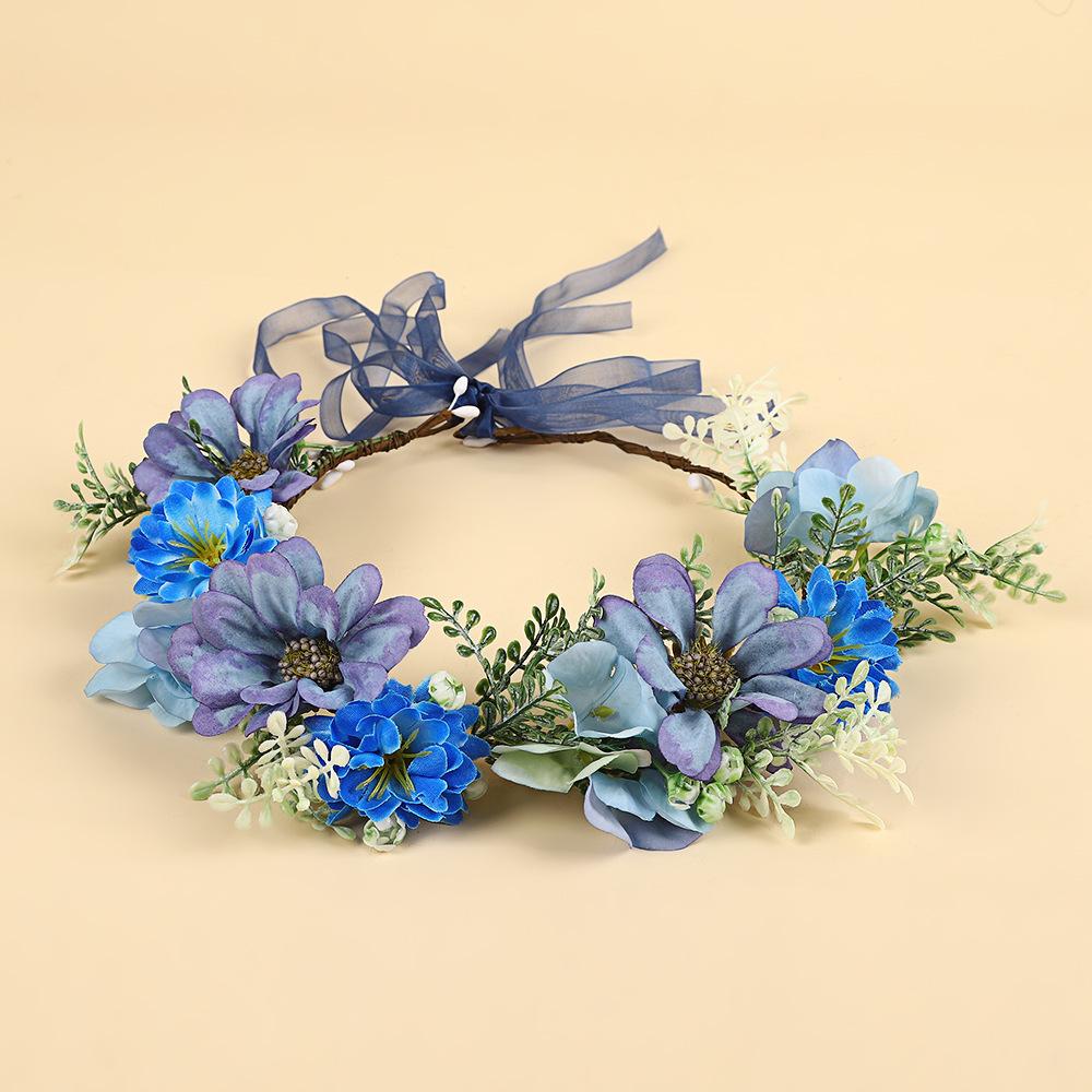 Bridal Flower Crown - Pink White Floral Wreath for Wedding, Fairy Aura Headpiece, Boho Bridal Shower Hair Accessories