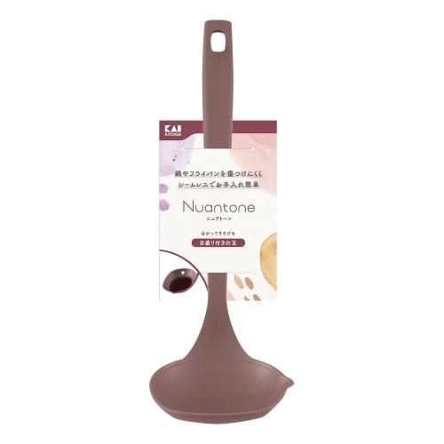 Kai Corporation Ladle with Measuring Table, All-Nylon, Dishwasher Safe, Scratch Resistant, Easy to Clean, Old Raspberry, Nua Tone, DE6339